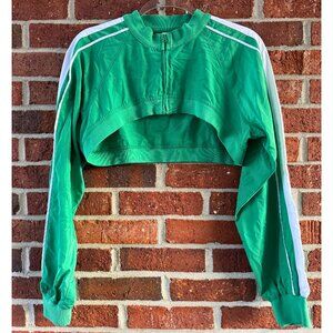 Alo Yoga Green Cropped Zip Track Jacket Medium